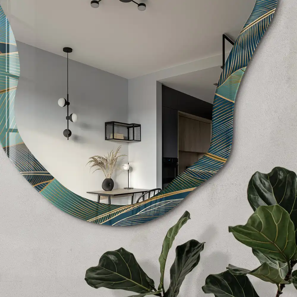 Miroir décoratif irrégulier à motif botanique élégant