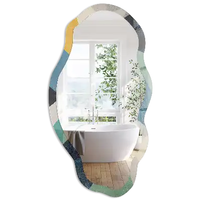 Miroir irrégulier avec impression vagues abstraites