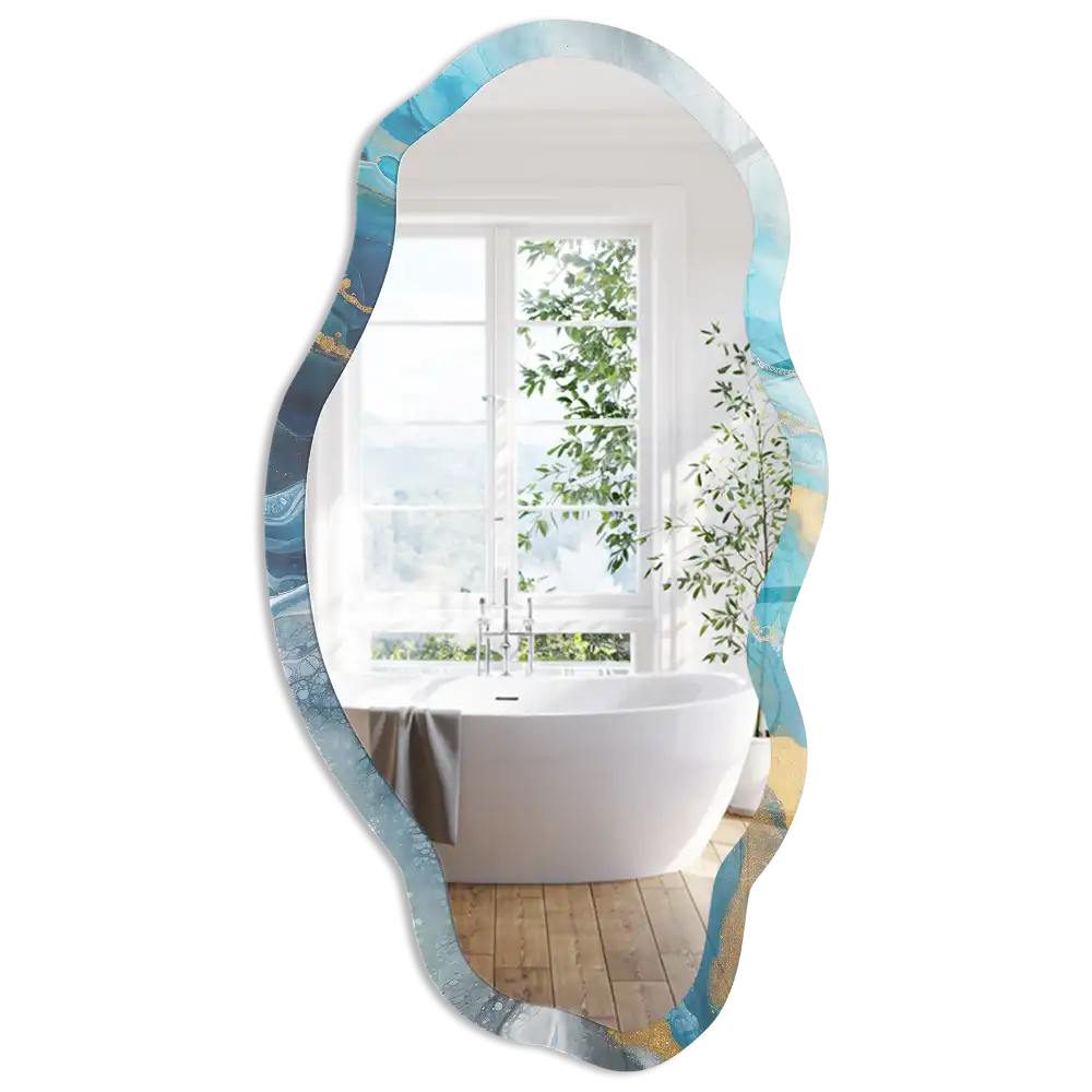Miroir décoratif irrégulier à motif de vagues