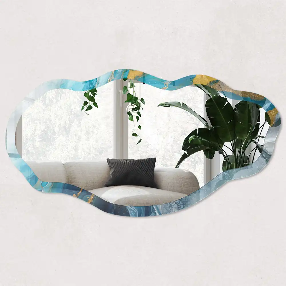 Miroir décoratif irrégulier à motif de vagues