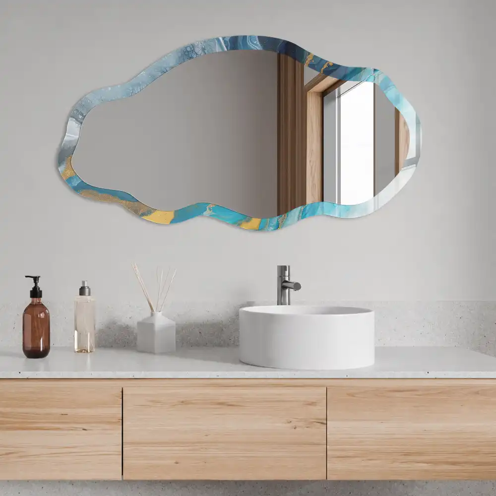 Miroir décoratif irrégulier à motif de vagues