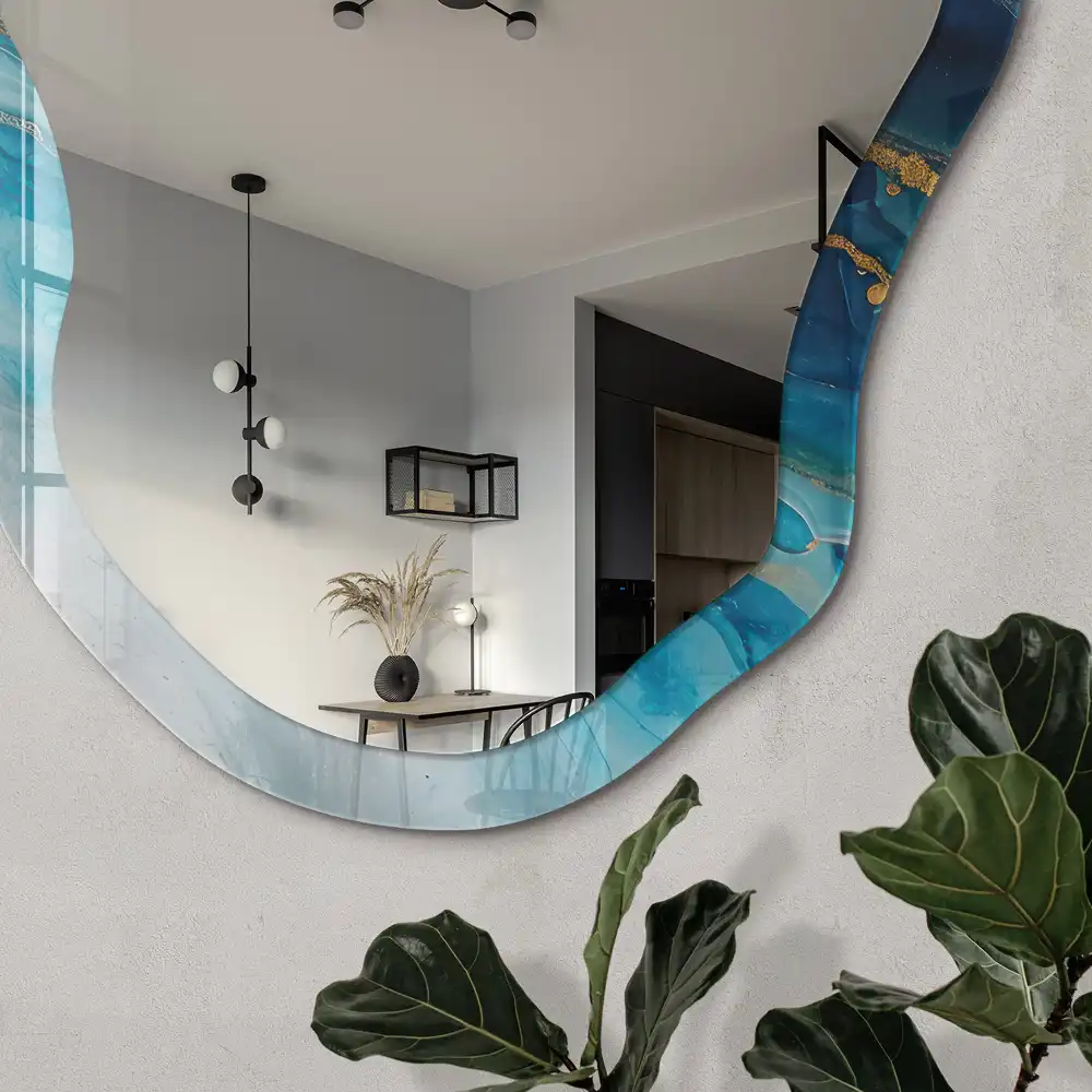 Miroir décoratif irrégulier à motif de vagues