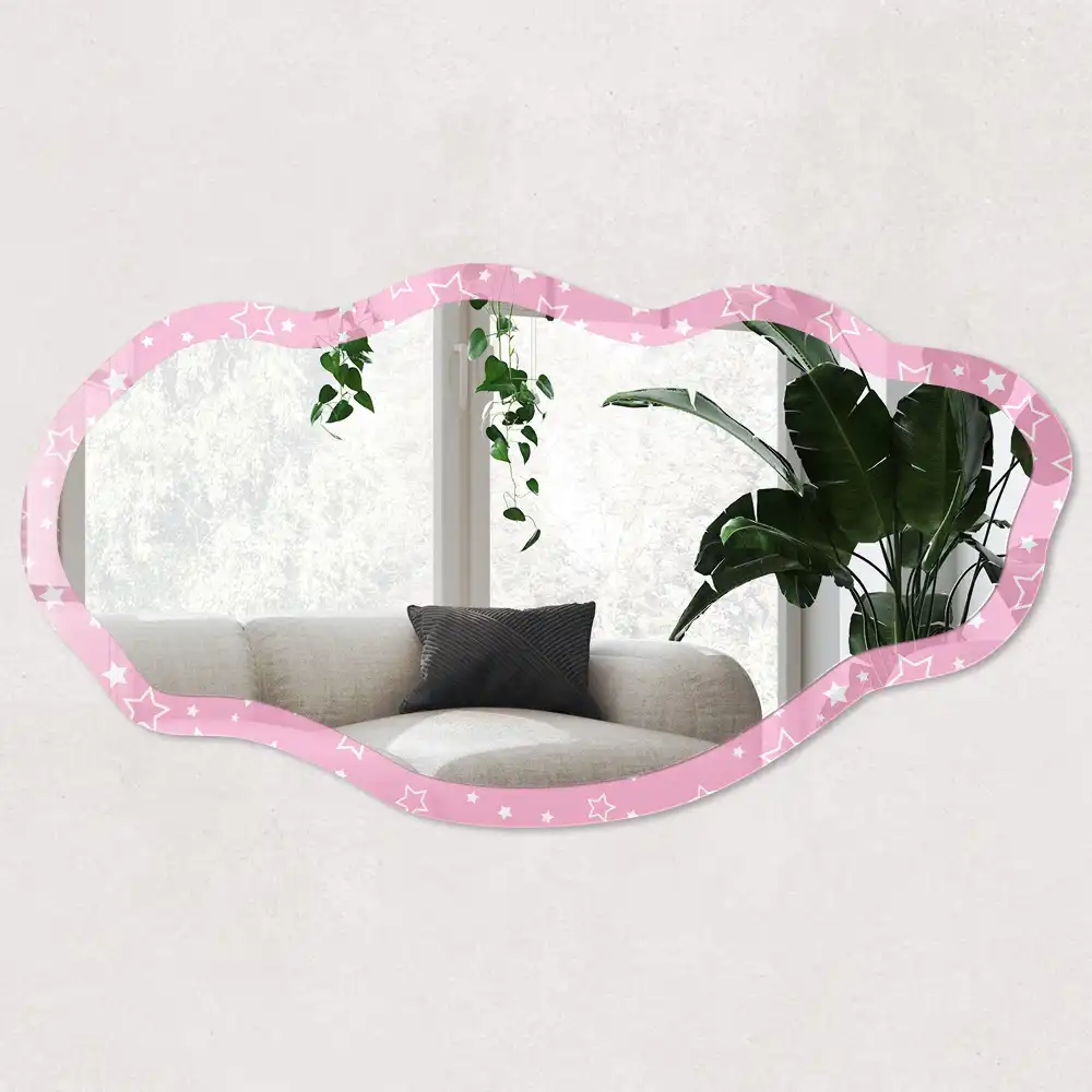 Miroir irrégulier à motif d'étoiles et de roses