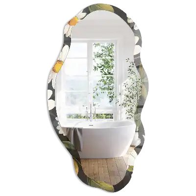 Miroir encadré avec impression de marguerites aux formes irrégulières