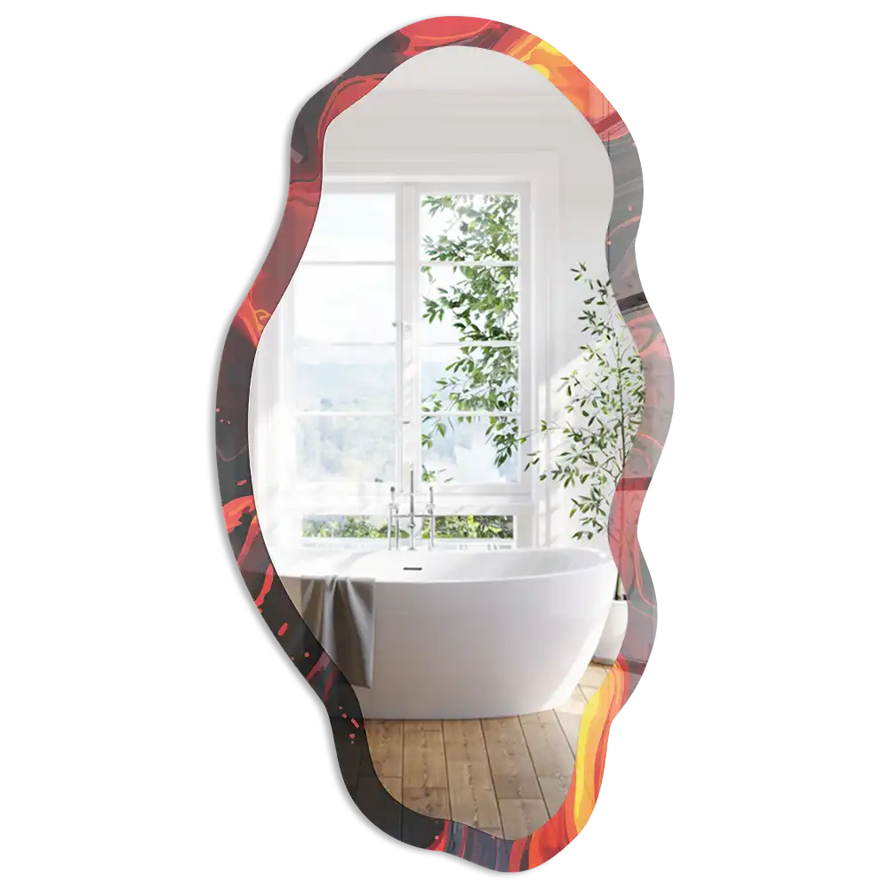 Miroir irrégulier avec impression magie du feu