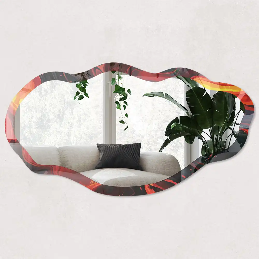 Miroir irrégulier avec impression magie du feu