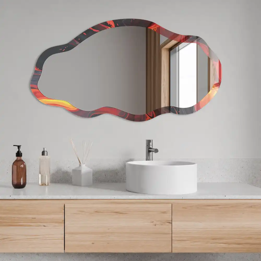 Miroir irrégulier avec impression magie du feu
