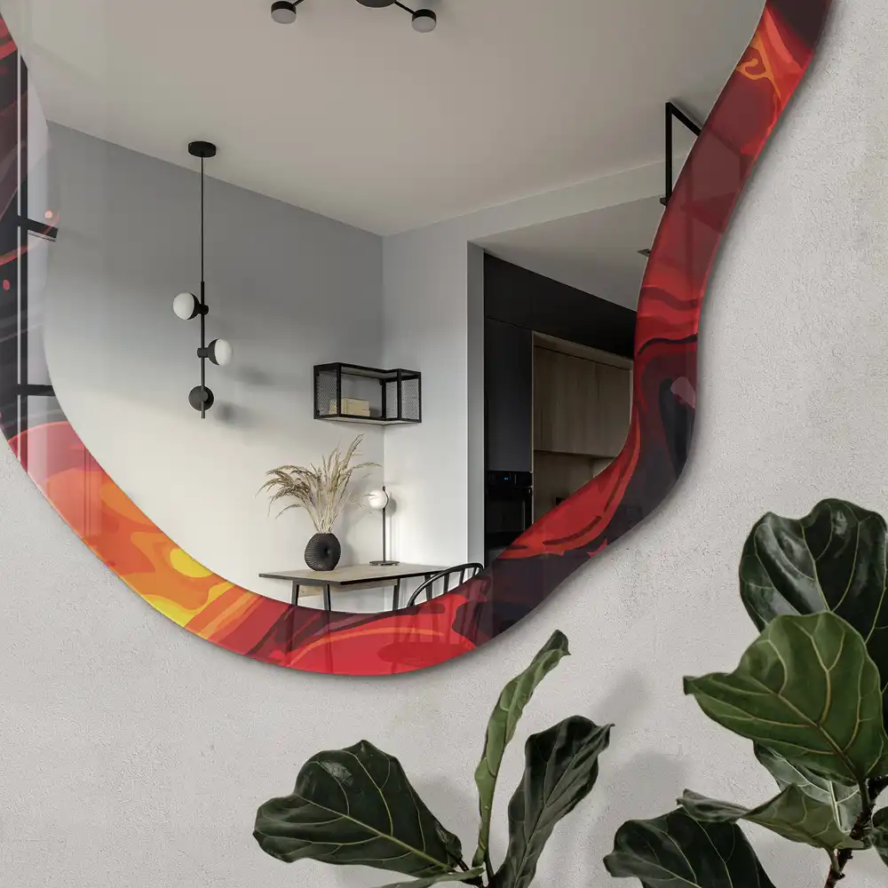 Miroir irrégulier avec impression magie du feu