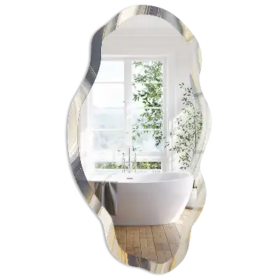 Miroir encadré à impression forme irrégulière et motifs ondulés