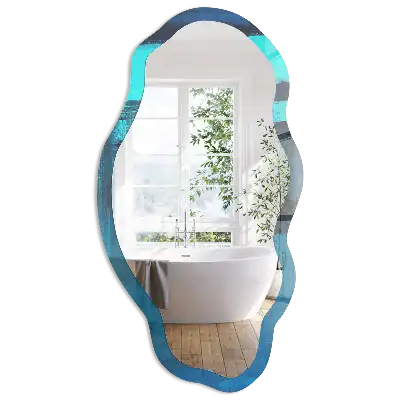Miroir décoratif irrégulier à impression abstraite bleue