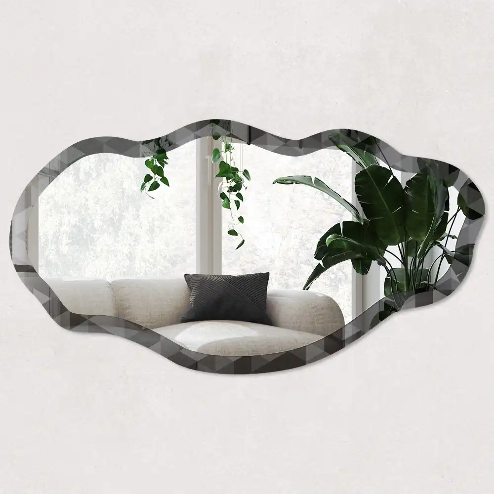 Miroir irrégulier à motif mosaïque géométrique
