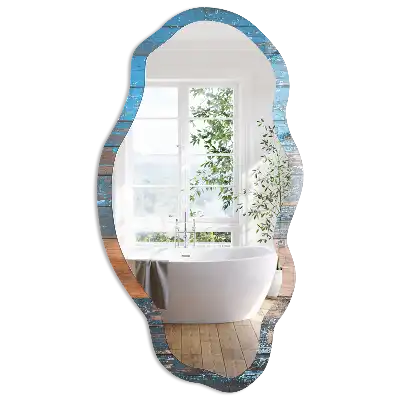 Miroir décoratif irrégulier effet bois