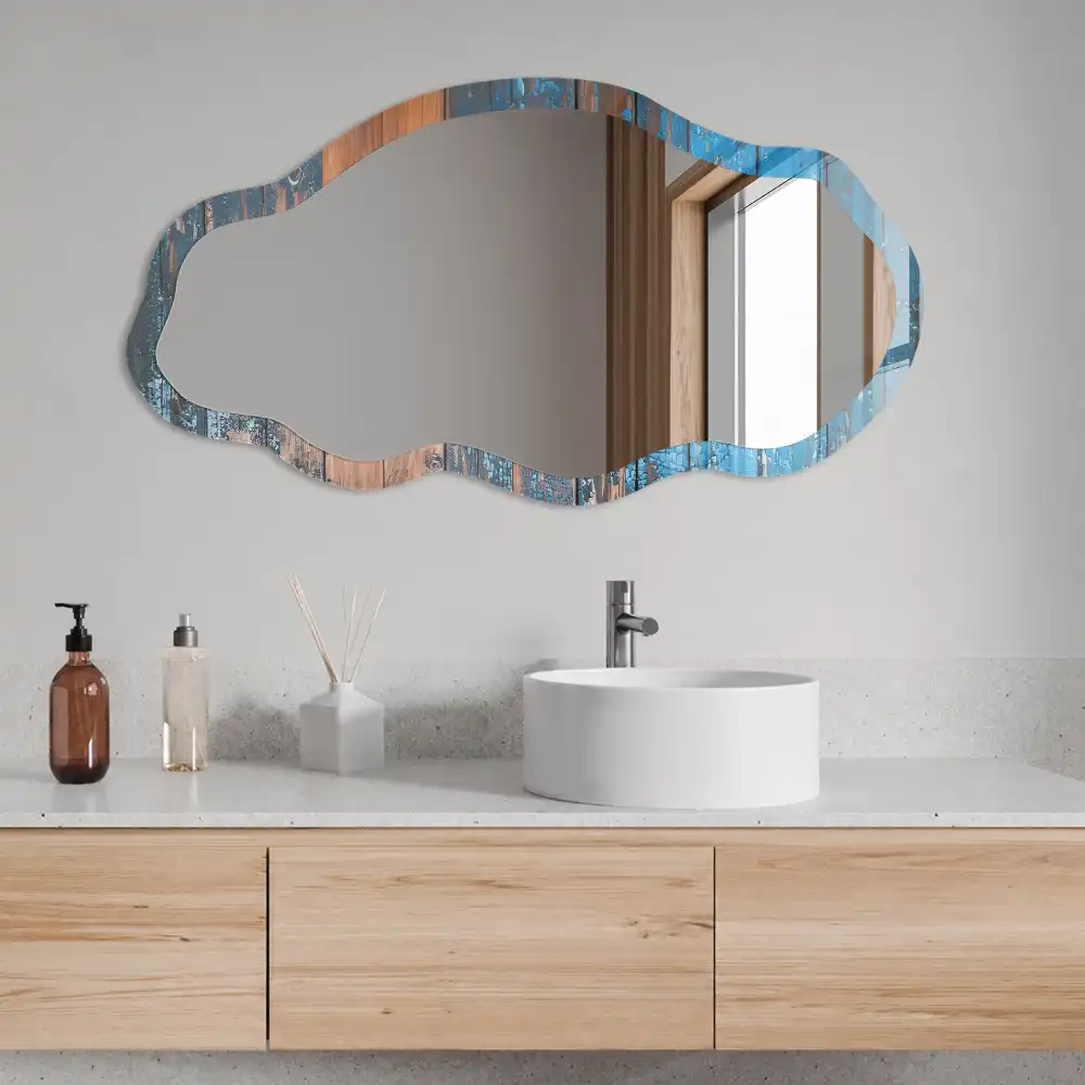 Miroir décoratif irrégulier effet bois