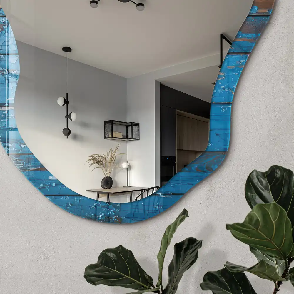 Miroir décoratif irrégulier effet bois