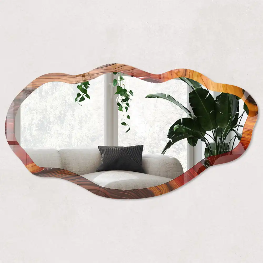 Miroir irrégulier avec impression inspirée de l'énergie de la nature