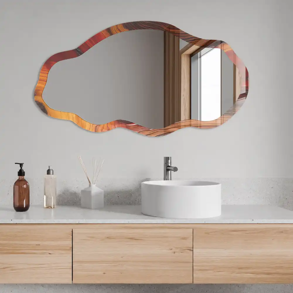 Miroir irrégulier avec impression inspirée de l'énergie de la nature