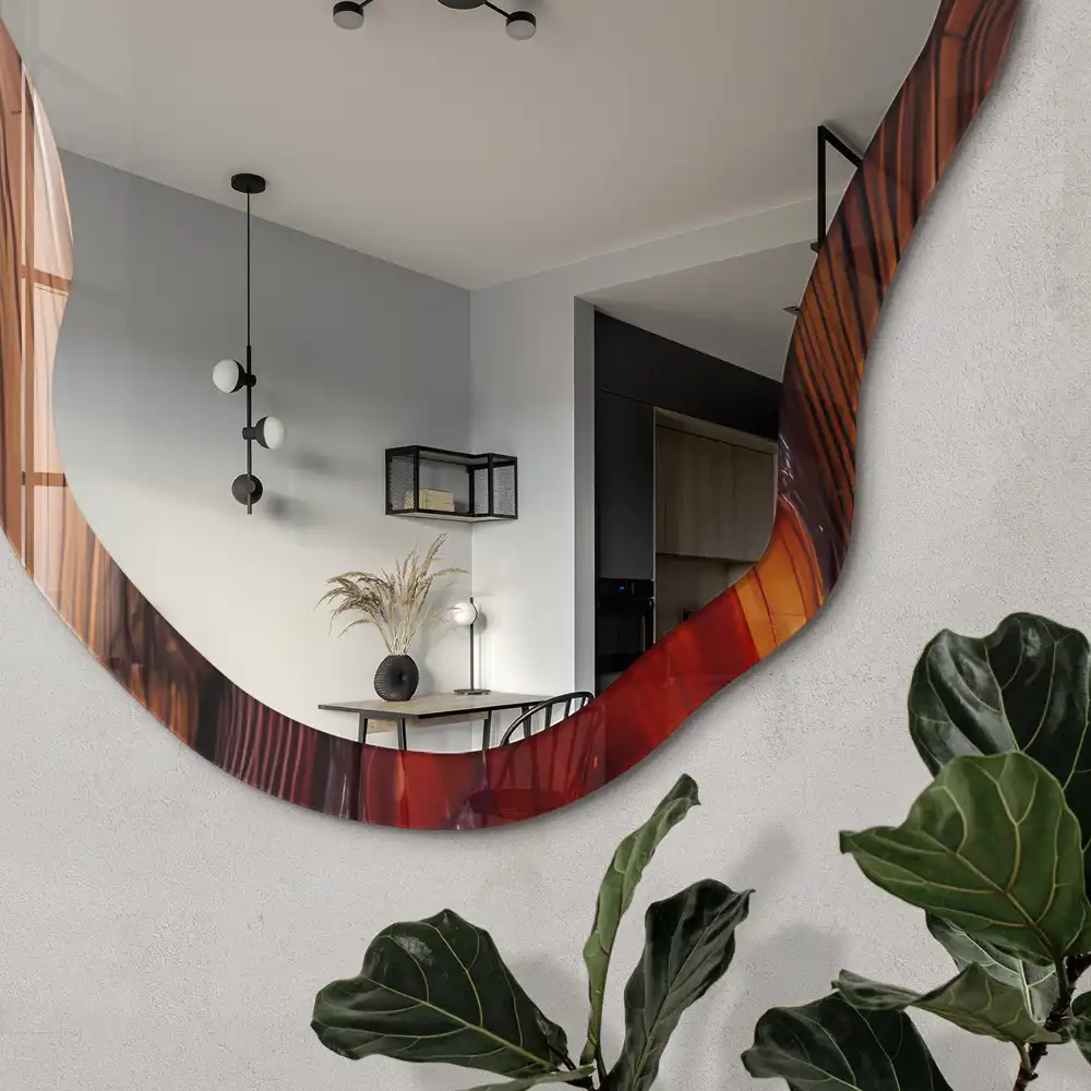 Miroir irrégulier avec impression inspirée de l'énergie de la nature