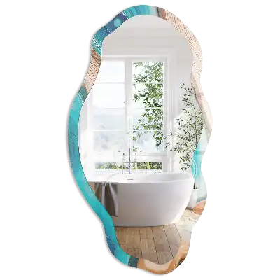 Miroir irrégulier à motif de courants bleus