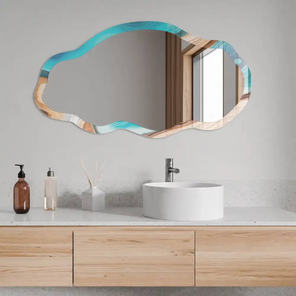 Miroir irrégulier à motif de courants bleus