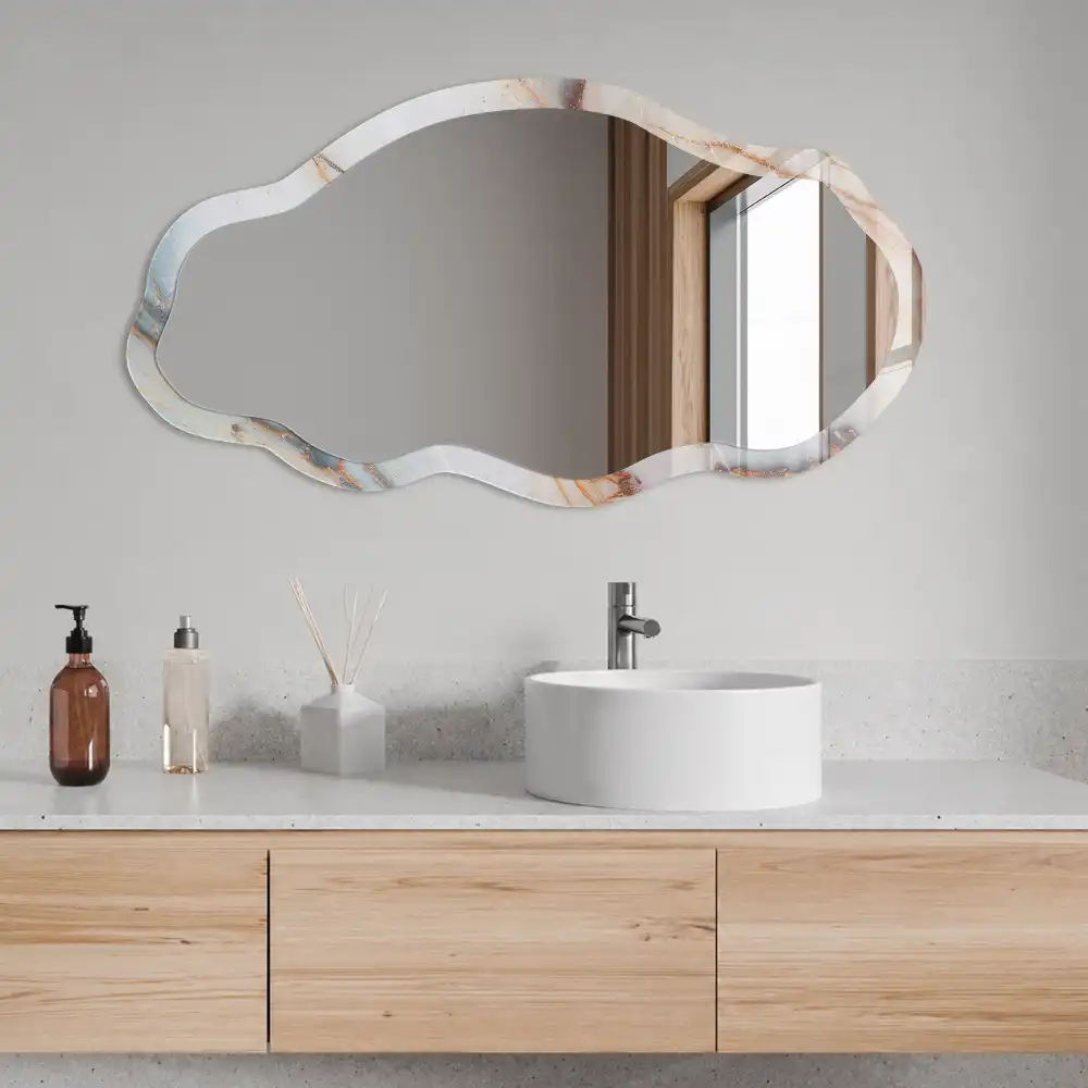 Miroir mural moderne à impression effet marbre et forme irrégulière