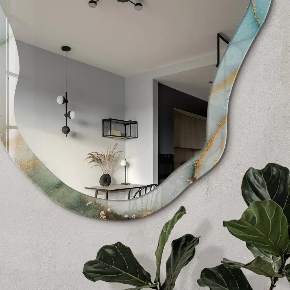 Miroir décoratif irrégulier à motif marbre