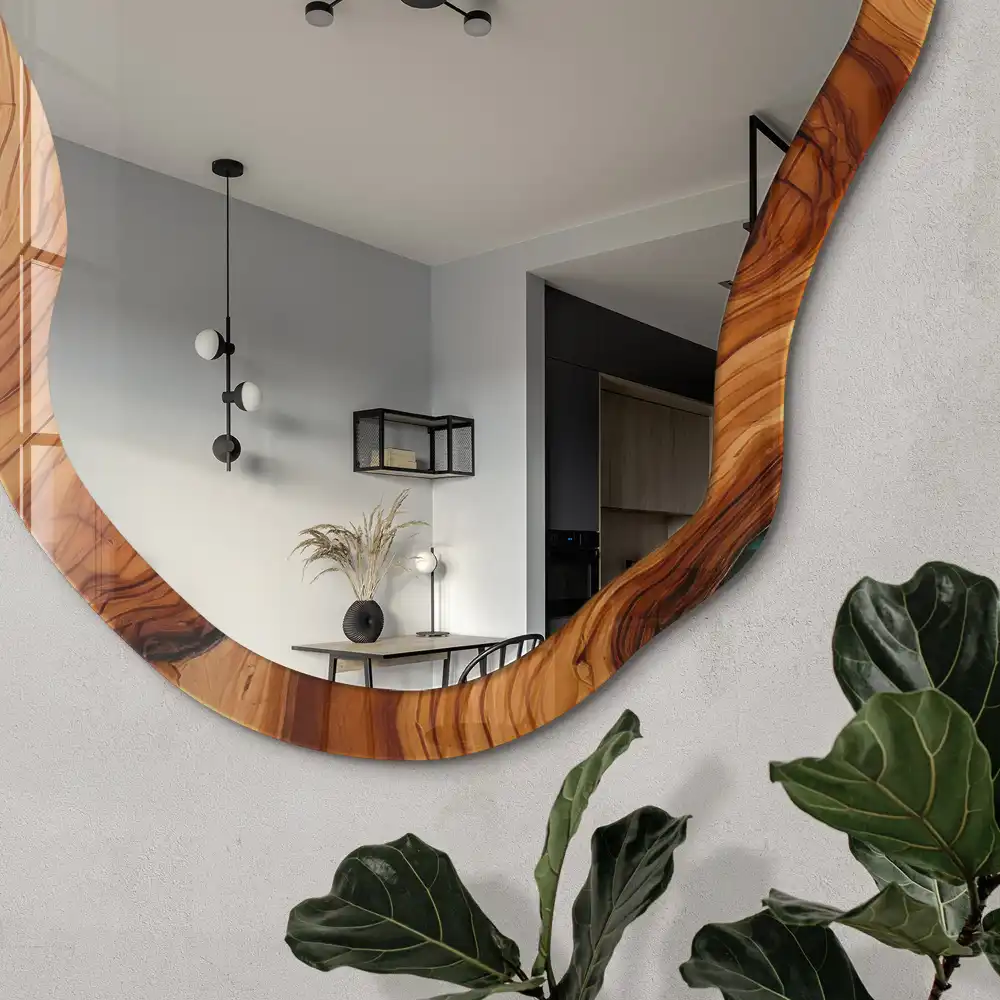 Miroir irrégulier à motif minéral