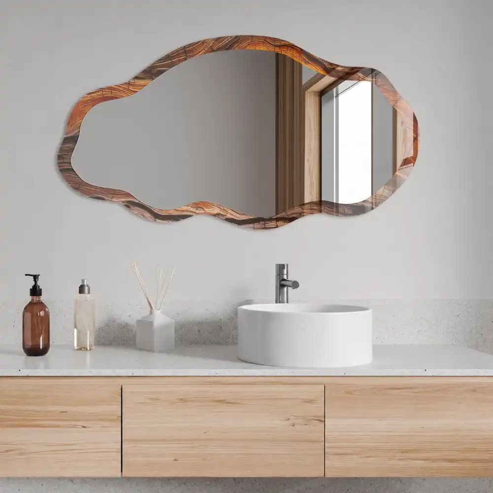 Miroir décoratif irrégulier effet bois