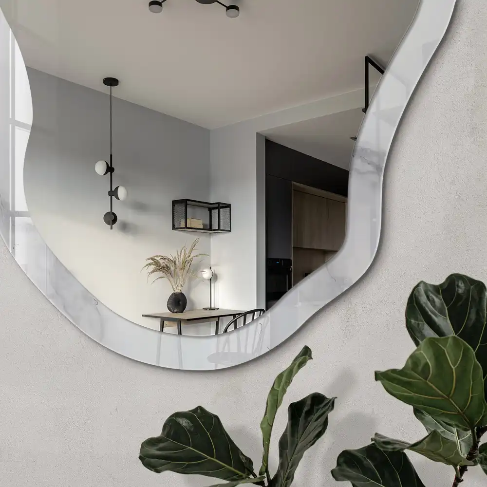 Miroir irrégulier à motif marbre gris
