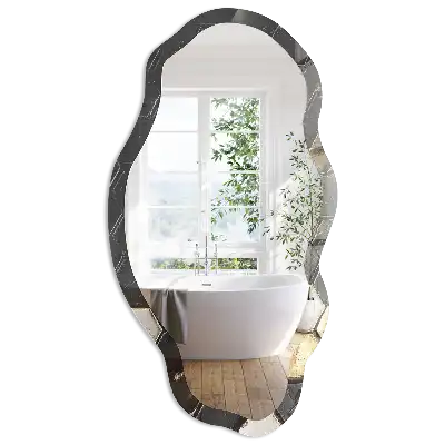 Miroir encadré à motif géométrique carrelé de forme irrégulière