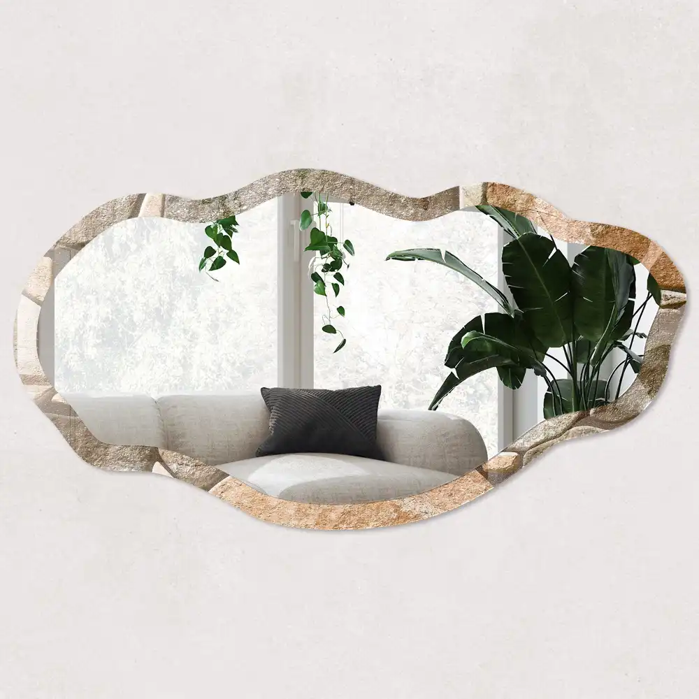 Miroir décoratif irrégulier à motif mosaïque de pierre