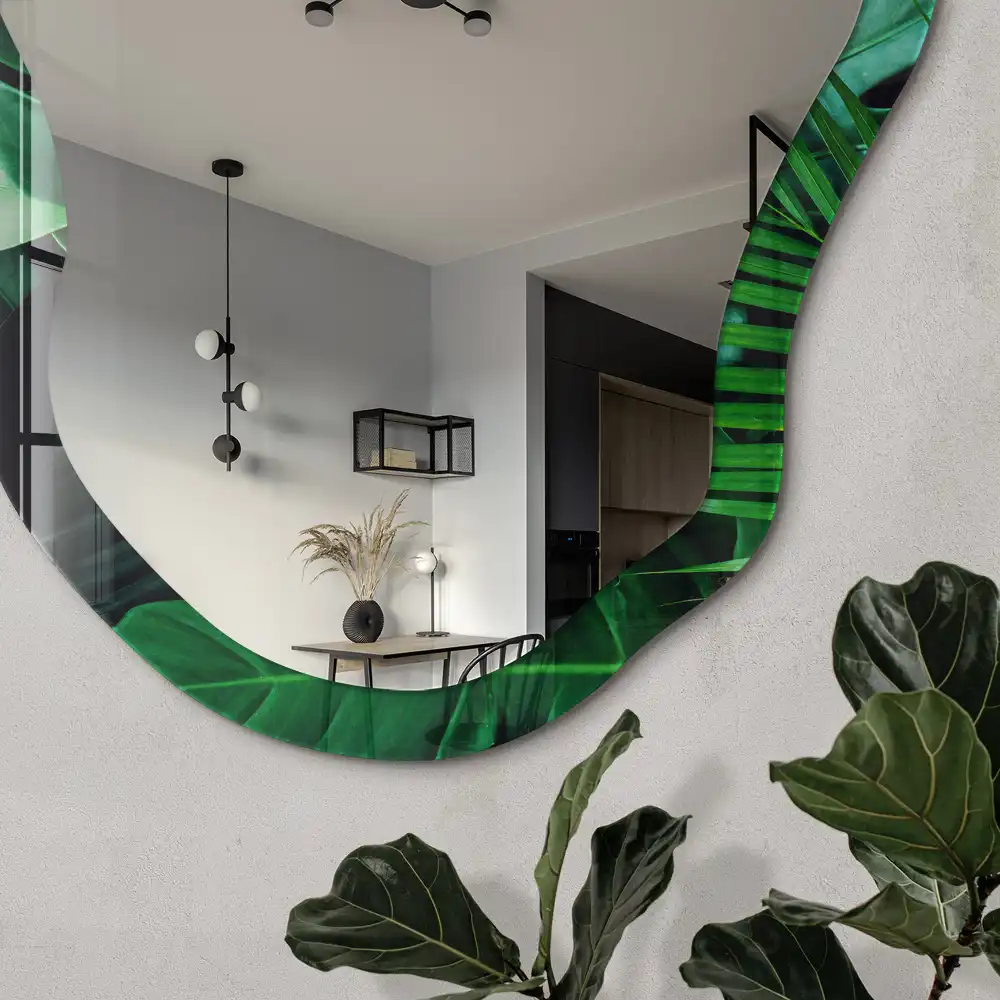 Miroir décoratif irrégulier à motif jungle