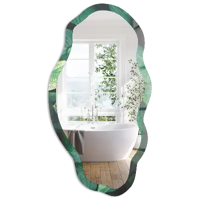Miroir irrégulier à motif de feuilles vertes