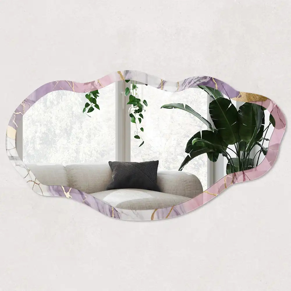 Miroir irrégulier avec impression effet marbre