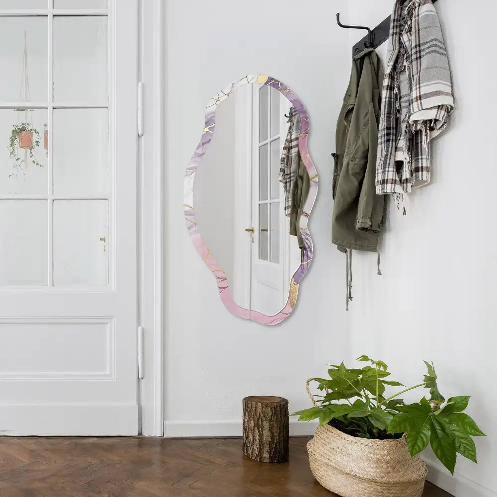 Miroir irrégulier avec impression effet marbre