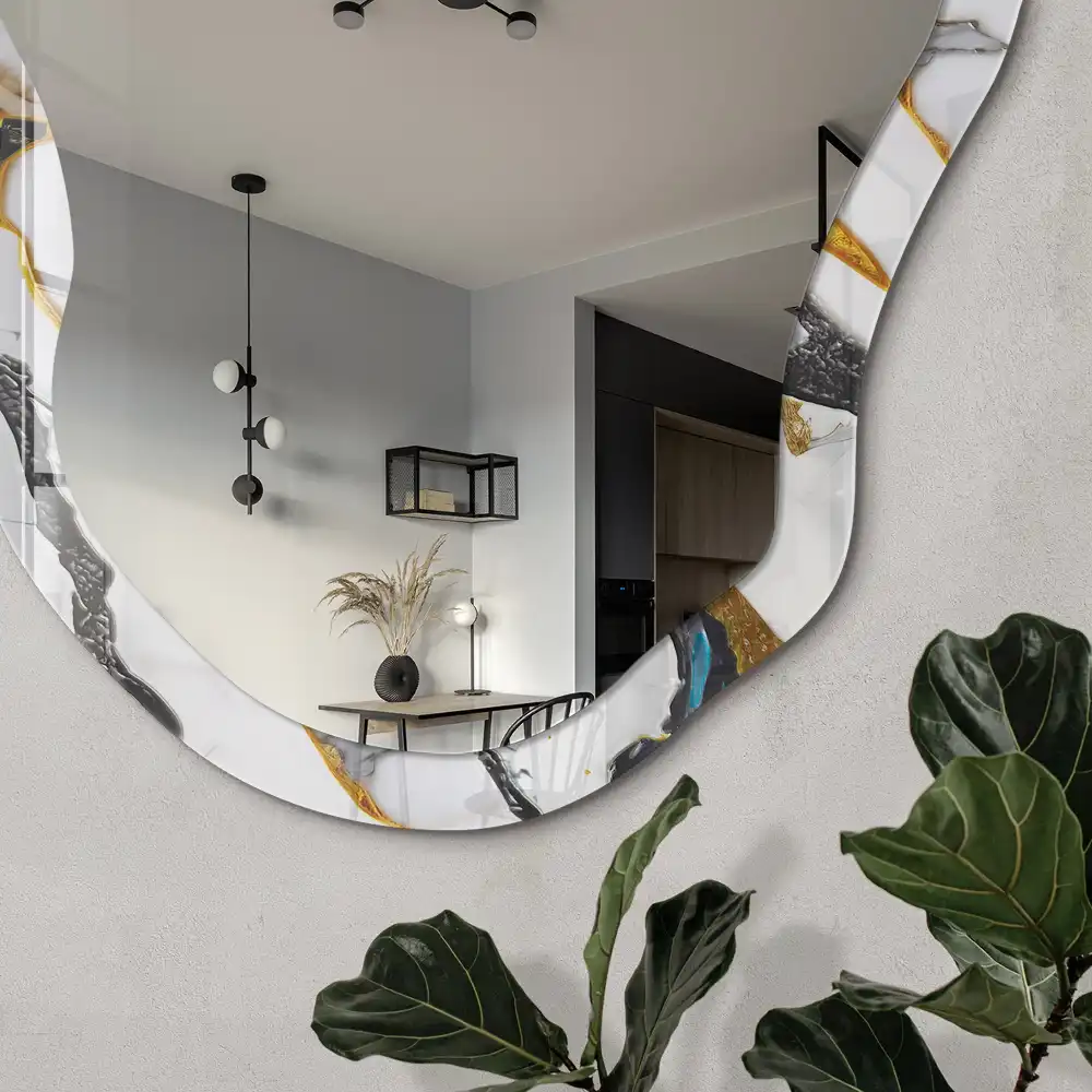 Miroir décoratif irrégulier effet marbre