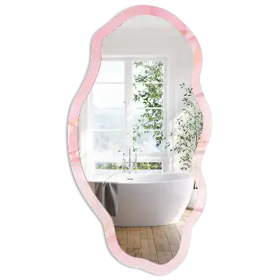 Miroir irrégulier avec impression rêve rose