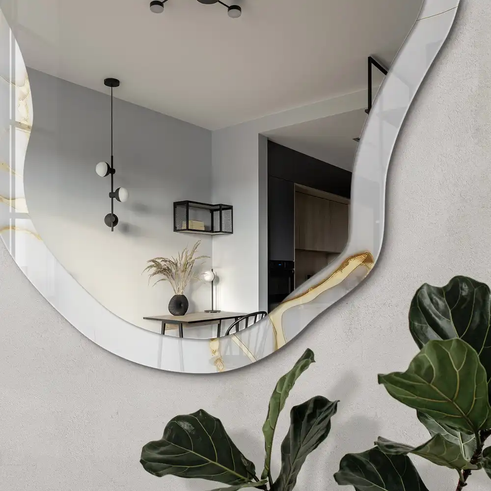 Miroir décoratif irrégulier à motif marbre élégant