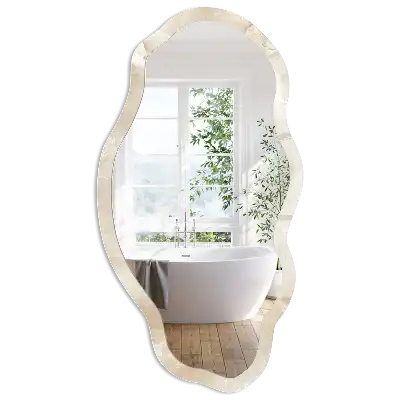Miroir irrégulier avec impression marbre beige