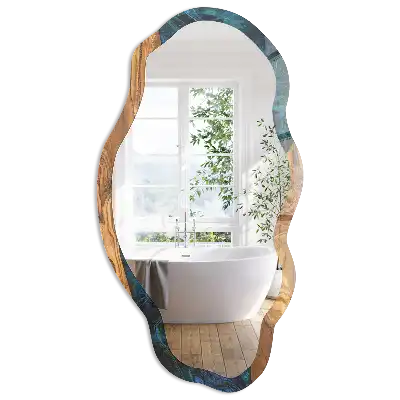 Miroir irrégulier à motif d'ondulations boisées