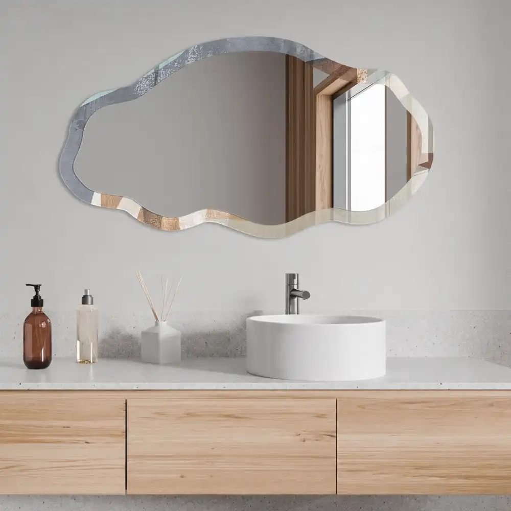 Miroir encadré à impression organique de forme irrégulière