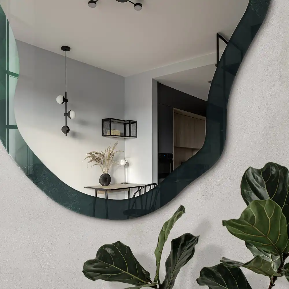 Miroir irrégulier à impression élégance verte
