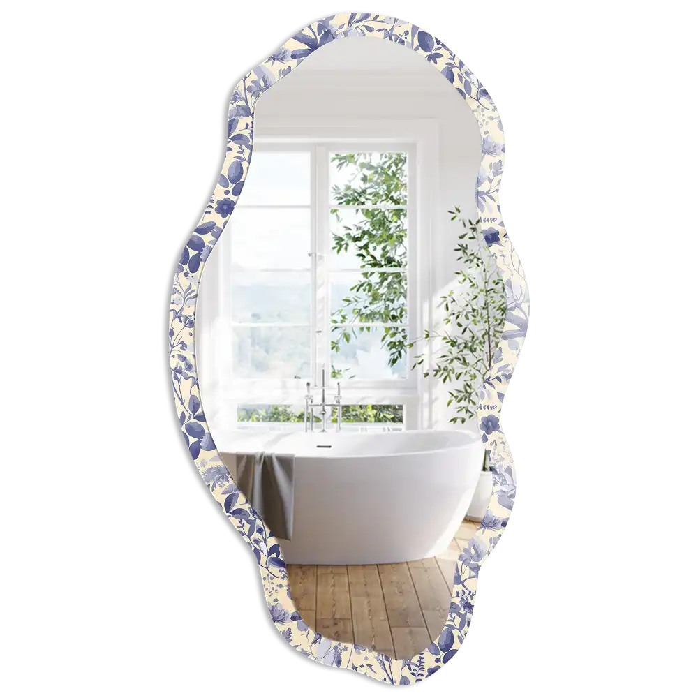 Miroir irrégulier à motif floral