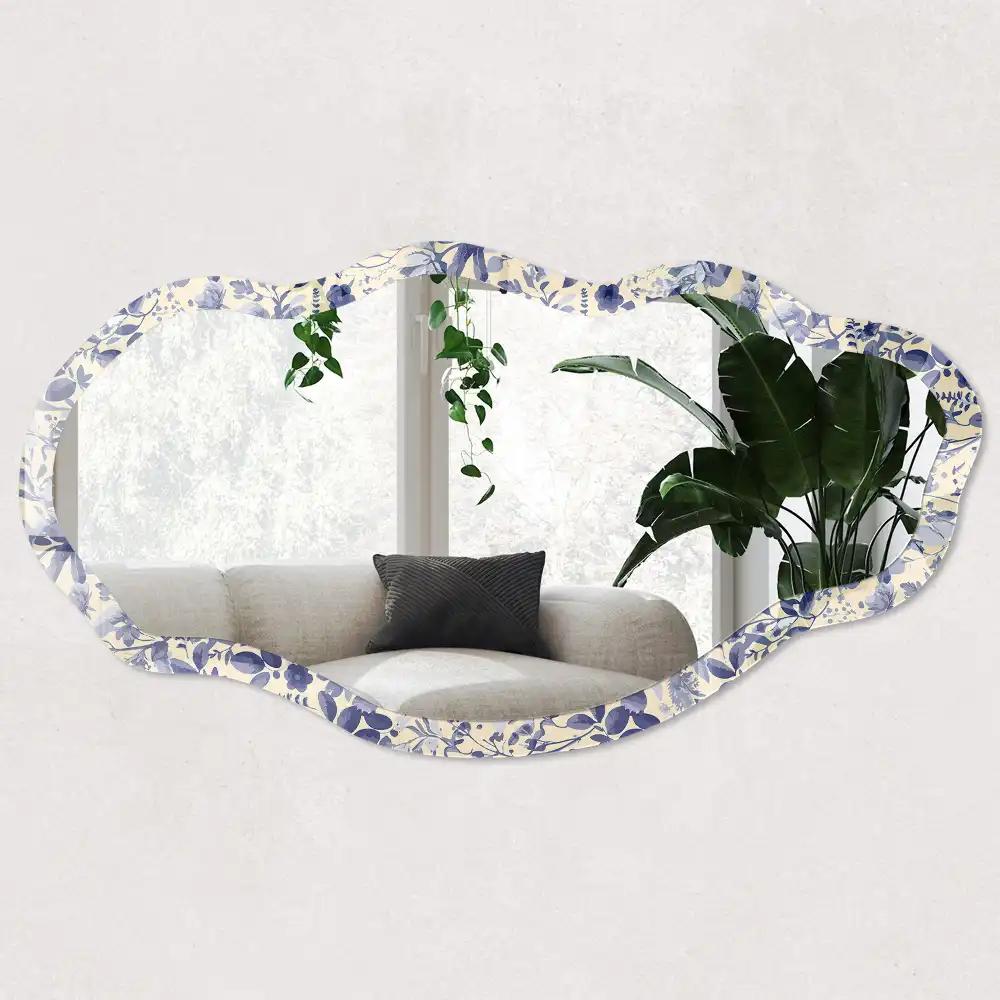 Miroir irrégulier à motif floral