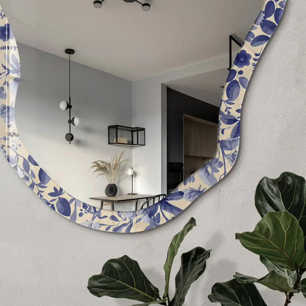 Miroir irrégulier à motif floral