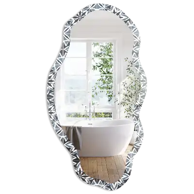 Miroir encadré à impression de fleurs géométriques aux formes irrégulières