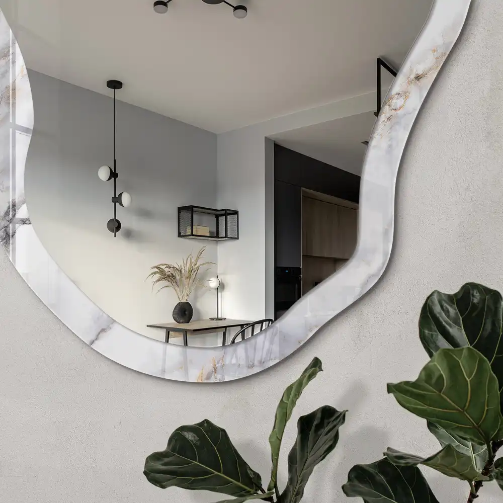 Miroir décoratif irrégulier effet marbre