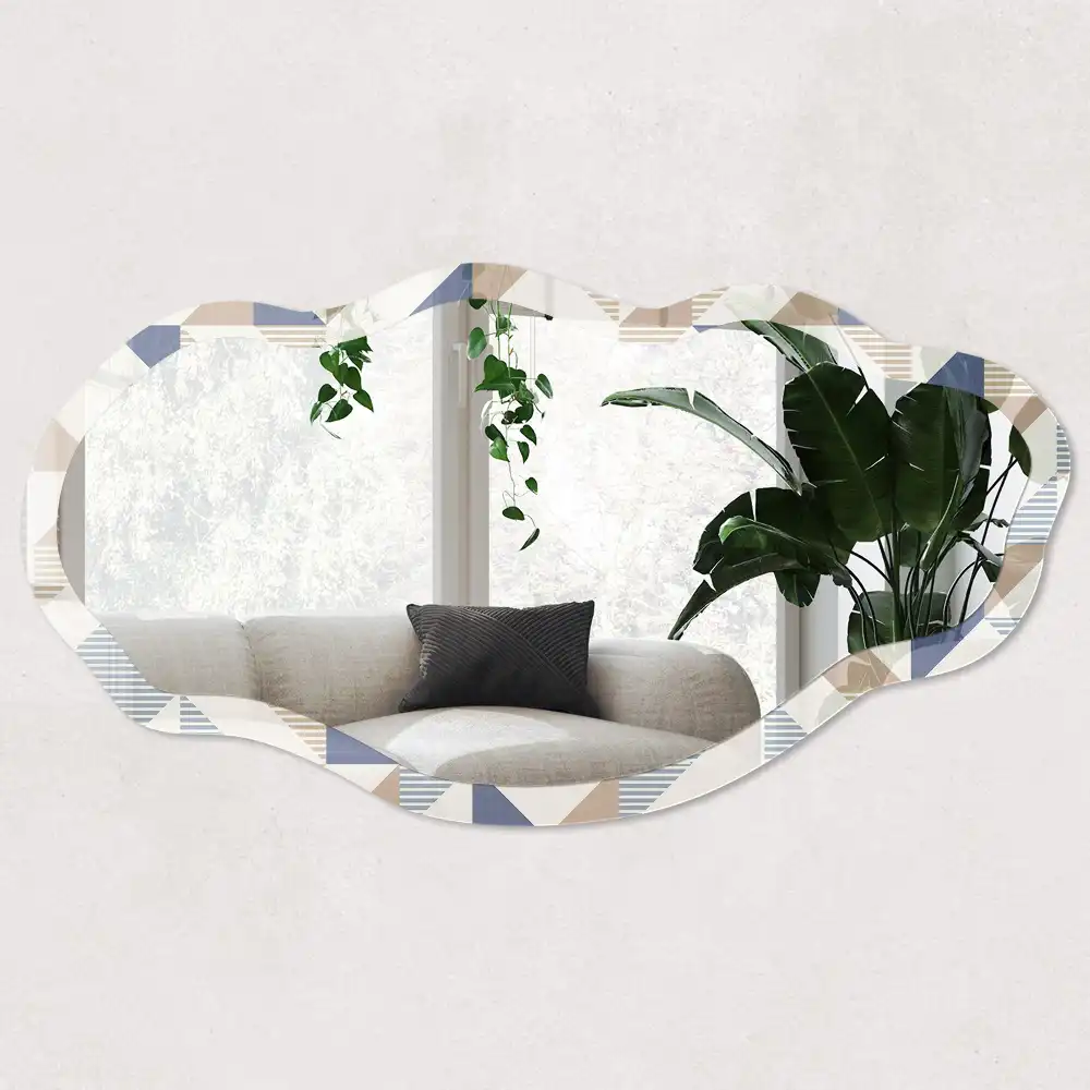 Miroir décoratif irrégulier à motifs géométriques linéaires