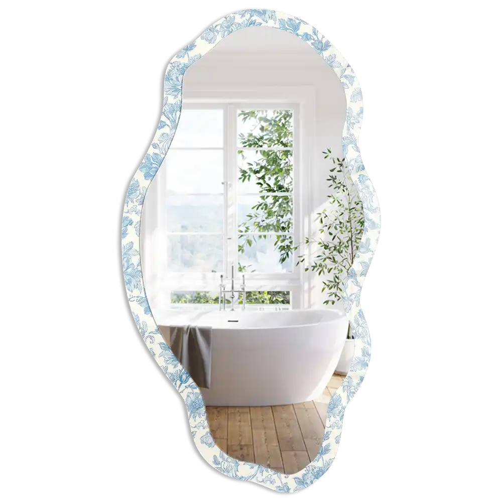 Miroir irrégulier à motif floral