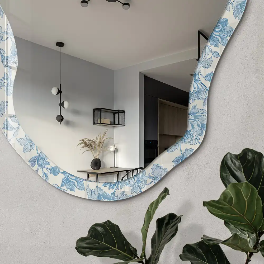 Miroir irrégulier à motif floral