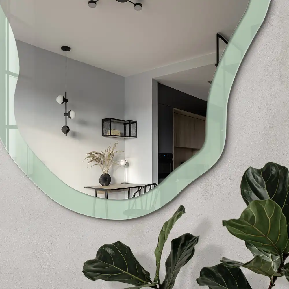 Miroir irrégulier à impression vert menthe